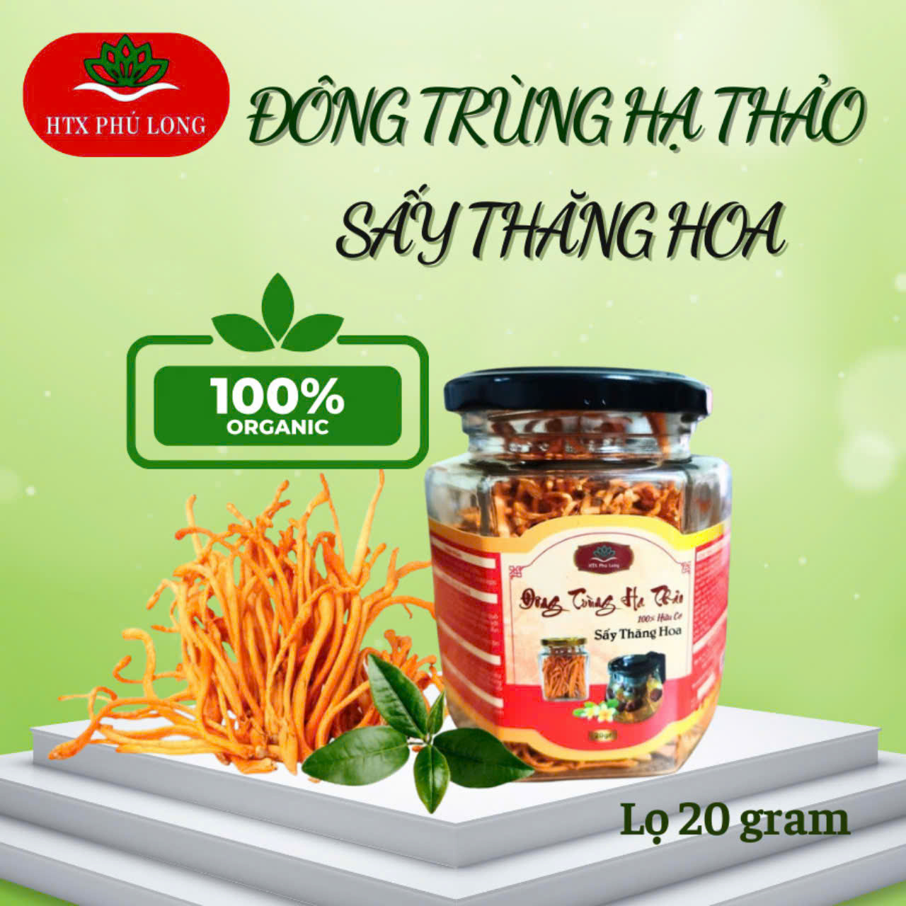 Đông Trùng Hạ Thảo Sấy Thăng Hoa (Lọ 20 Gram)