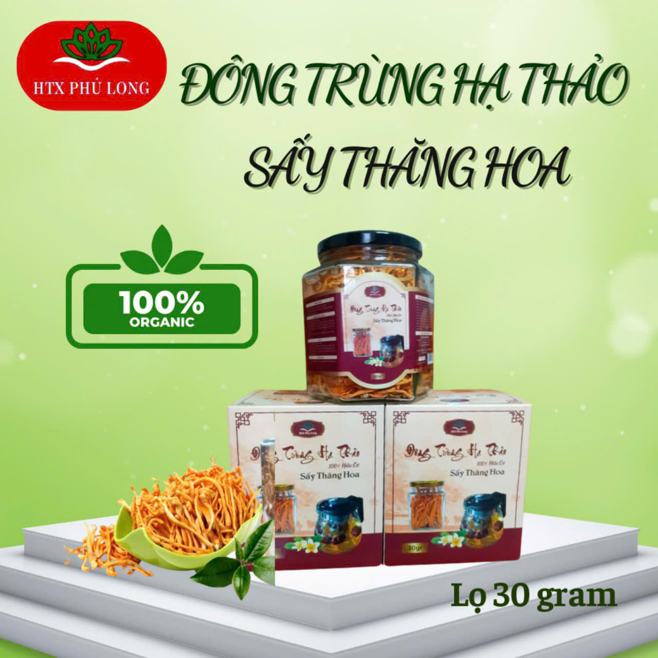Đông Trùng Hạ Thảo Sấy Thăng Hoa (Lọ 30 Gram)